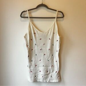 Torrid Ivory Ribbed Floral Cami Size 2 Adjustable Straps Embroidered Tank Top
